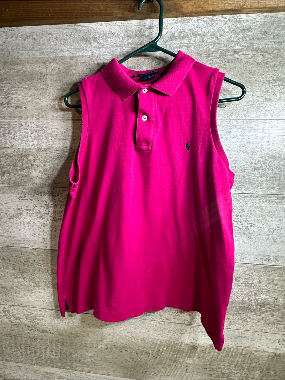 Polo Ralph Lauren Sport Hot Pink Sleeveless Polo Shirt w/Navy Pony Size Large